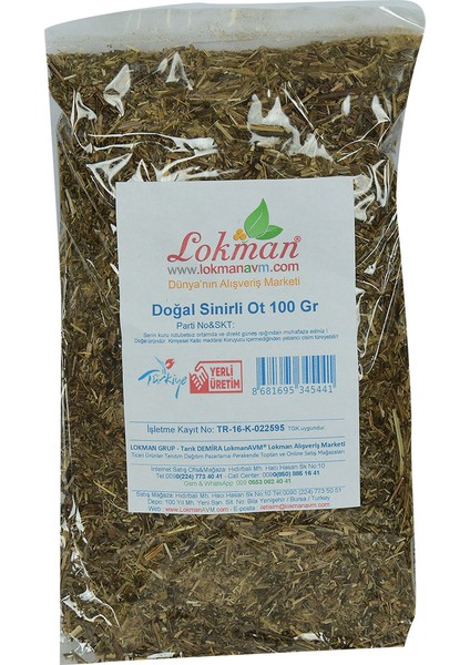 Doğal Sinirli Yaprak Otu Sinirli Ot 100 gr Paket