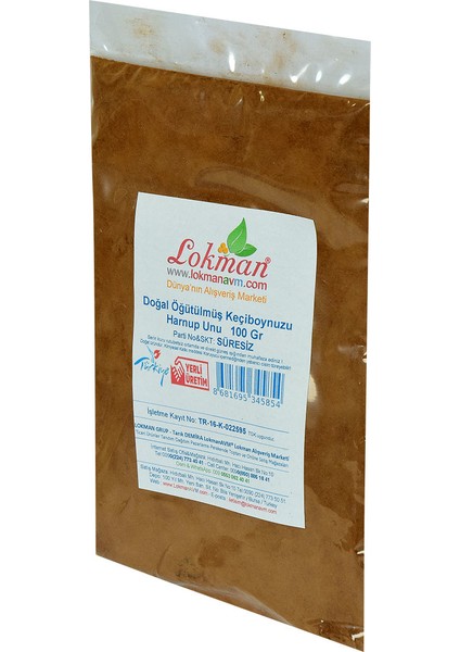 Doğal Keçiboynuzu Unu 100 gr Öğütülmüş Keçiboynuzu İçeren Paket modelleri