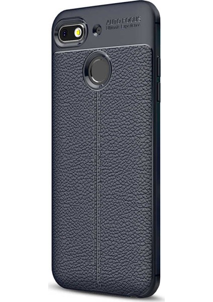 General Mobile Gm8 Go Kılıf Darbe Korumalı Deri Görünümlü Silikon Arka Kapak - Lacivert