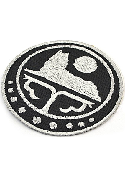 Çeçen Bayrak Nakışlı Yuvarlak Etiket Siyah Çapı 8 cm