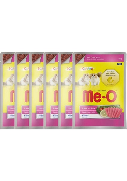 Me-O Jöle Içerisinde Ton Balıklı Pouch Yavru Kedi Konservesi 80 gr x 6 Adet