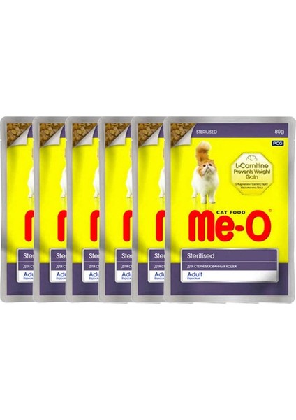 Me-O Jöle Içerisinde Pouch Kısırlaştırılmış Kedi Konservesi 80 gr x 6 Adet