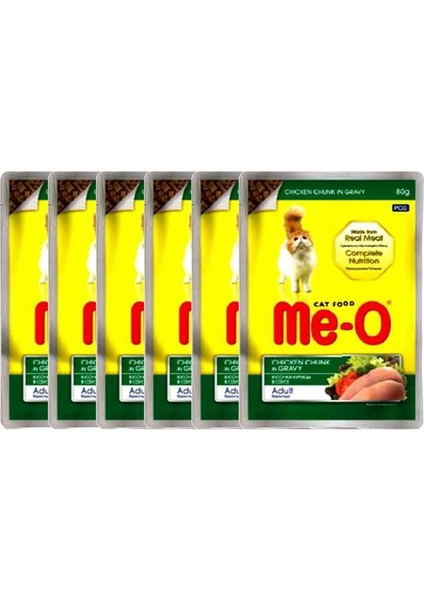 Me-O Sos Içerisinde Tavuk Etli Pouch Yetişkin Kedi Konservesi 80 gr x 6 Adet