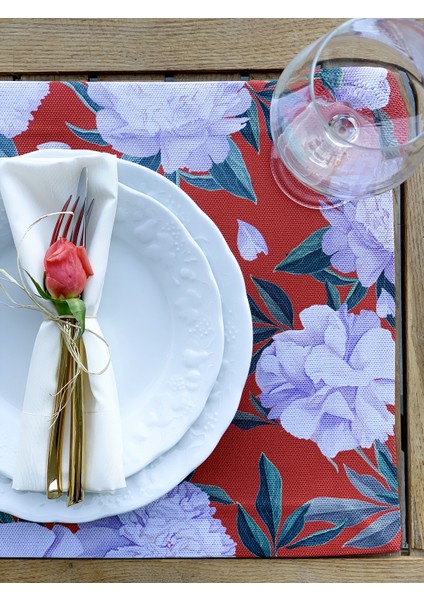 Home Red & White Rose Kumaş Amerikan Servis 4'lü Set 35X50CM fırsatları
