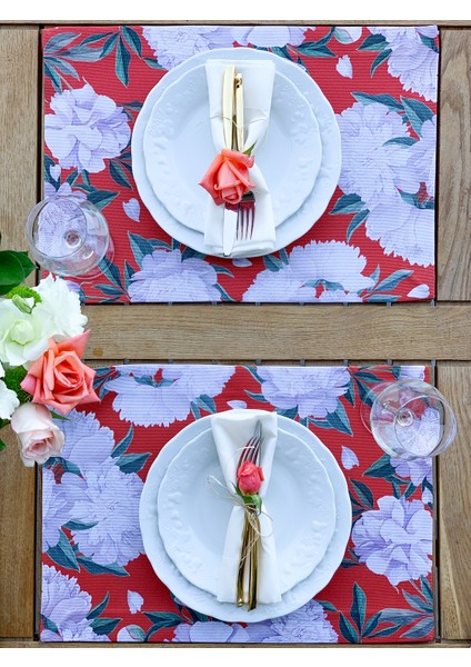 Home Red & White Rose Kumaş Amerikan Servis 4'lü Set 35X50CM indirimleri