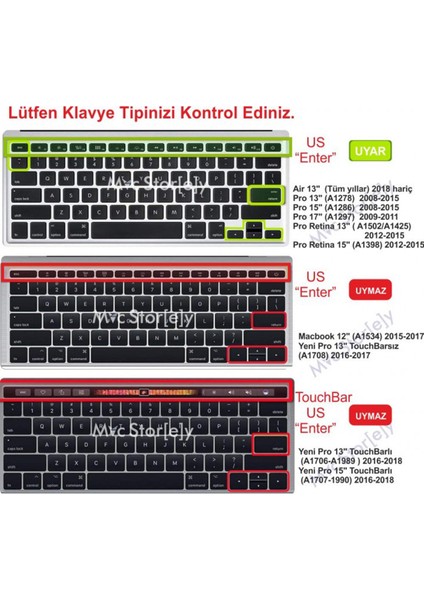 Macbook Air Pro Klavye Koruyucu (US to TR) Ombre (Eski USB’li Model 2008/2017 yılı) ile Uyumlu