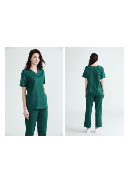 Yeşil Kadın Hastane DoktorKadın Hemşire Nöbet Üniforma Takımı