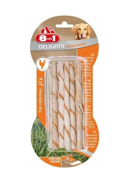 8 In 1 Kemik Delights Bones Köpekler Için Twested Sticks 10'lu Tavuklu Kemik