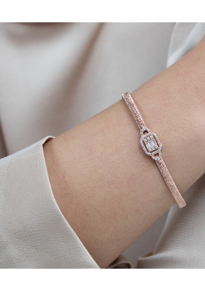 Rose Gold Taşlı Gümüş Bilezik fiyatları