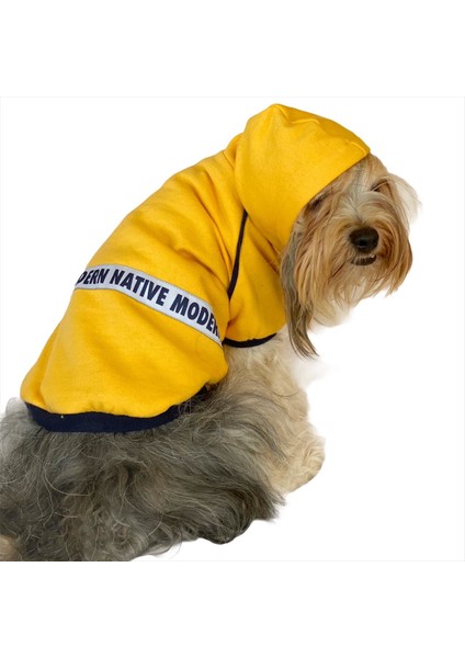 Yellow Modern Native Kapşonlu Sweat By Kemique Köpek Kazağı