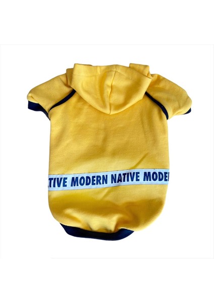 Yellow Modern Native Kapşonlu Sweat By Kemique Köpek Kazağı modelleri