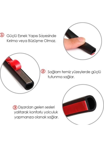 Bantlı Kapı Fitili ( Çap-15mm) Bantlı Sünger - D Tipi Fitil  ( 1 Adet = 1 Metre )