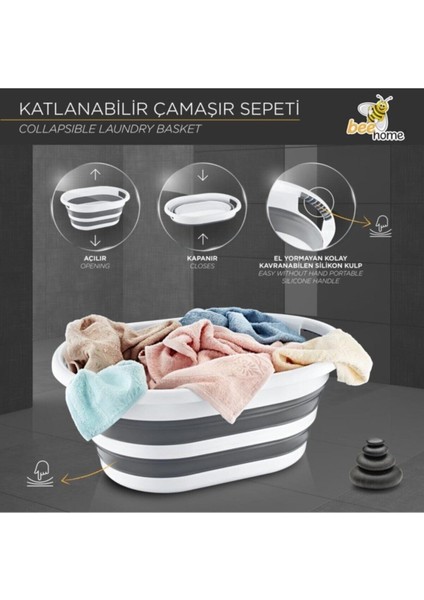 Bee Home Katlanabilir Silikon Çamaşır Sepeti MS054684