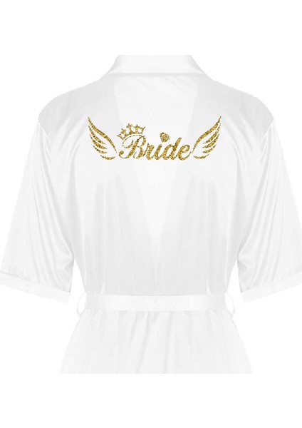 Elit Bride Sabahlık Simli Gold Baskılı