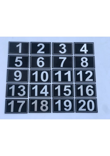 3.5 x 5.5 cm cm Yapışkanlı No 1'den 20'e Raf, Posta Kutusu, Dolap, Ayakkabılık, Kapı Numarası