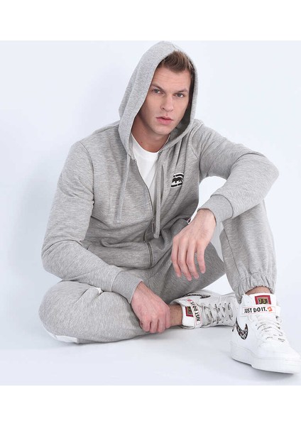 Heller Gri Erkek Nakışlı Fermuarlı Sweatshirt indirimleri