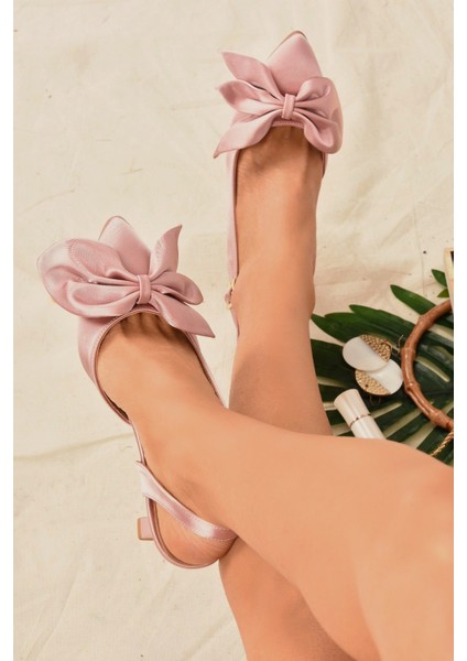 Pudra Saten Kumaş Kadın Topuklu Ayakkabı K922164804