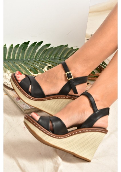 Siyah Kadın Dolgu Topuklu Ayakkabı 9674040209