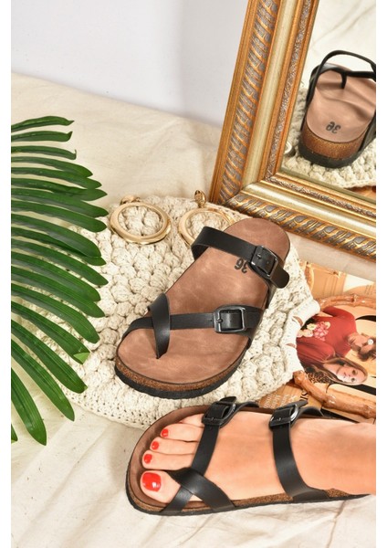 Siyah Parmak Arası Kadın Terlik K777613409