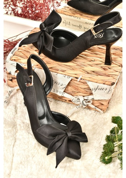 Siyah Saten Kumaş Kadın Topuklu Ayakkabı K922164804 fırsatları