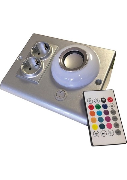 Müzik Çalarlı Tezgah Altı Aydınlatma Rgb Ledli Bluetooth Bağlantı Gümüş (Uzatma Kablolu)