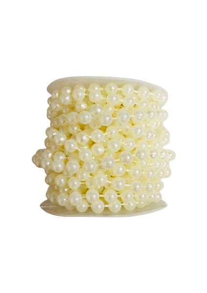 Sıra Boncuk Sedefli Krem Beyaz 8mm 9m