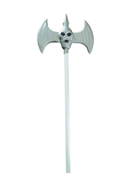 Cadılar Bayramı Halloween Kurukafa Çift Taraflı Balta Gri 95 cm