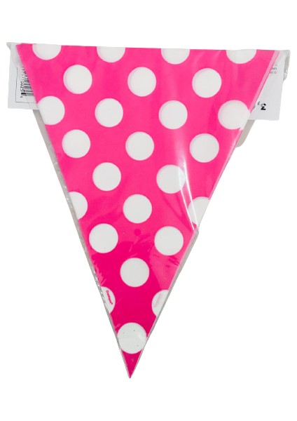 Bayrak Flama Pembe Puanlı 3,65M 12 Adet (Plastik)