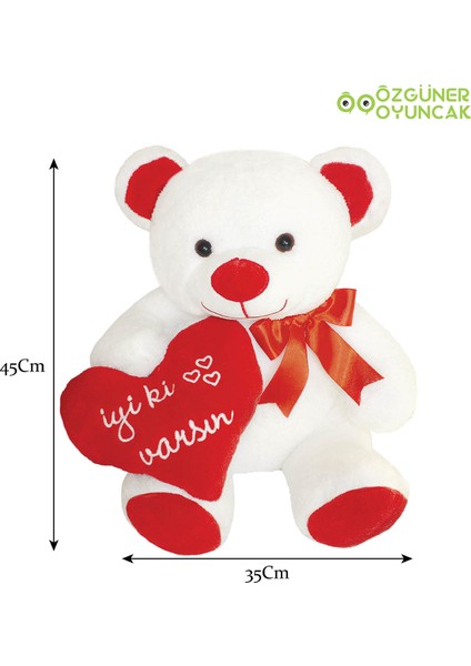 45 cm İyiki varsın Kalpli Peluş Ayıcık