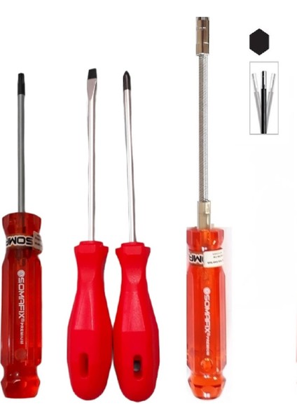 Duz Yıldız Tornavida Flex Lokma Tornavida 6mm Torx Tornavida T25X100MM