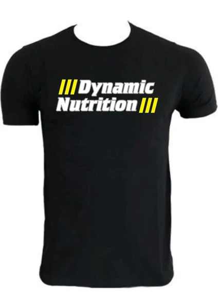 Dynamic Nutrition Dynamic Siyah %100 Pamuk Bisiklet Yaka Kısa Kollu Baskılı T-Shirt