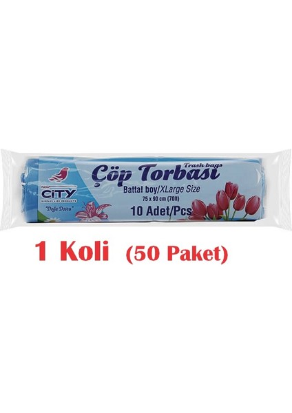 New City Çöp Torbası ( Battal ) 70 Lt 75 x 90) 10 Lu  1 Koli (50 Paket)