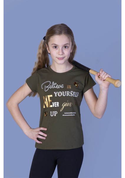 Kız Çocuk Never Pullu Baskılı T-shirt