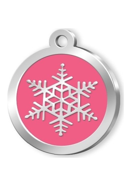 Mineli Seri Kar Tanesi Desenli Künye Pembe