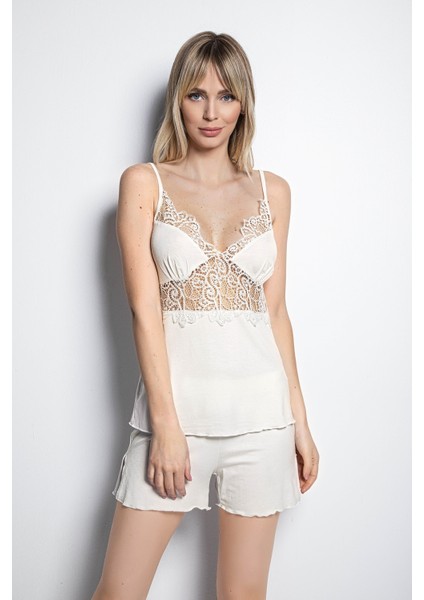 Brode Dantelli Önü Düğmeli Şort Takımı 19163 fiyatları