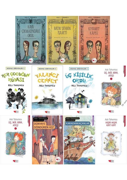 Aslı Tohumcu 11 Kitap Set - Bolbadim Günlükleri - Eksimus Serüvenleri - Üç Ikii Bir Ateş - Dünyayı Döndüren Kız - Karadan Kaçanlar - Hışır Hışır Kırt Kırt