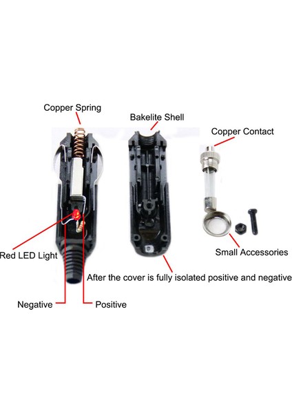 12 V Oto Araç Çakmak Fişi Erkek Sigortalı Ledli Seyyar Kablo Tip