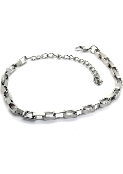 Gümüş Kaplama Küp Zincir Bileklik