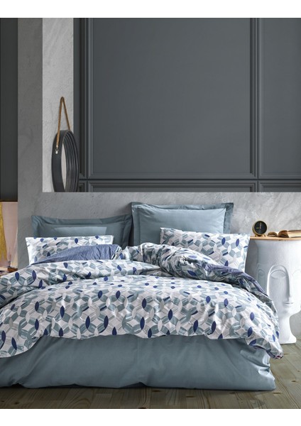 Minimal Ranforce Çift Kişilik Nevresim Takımı - Tory Mavi