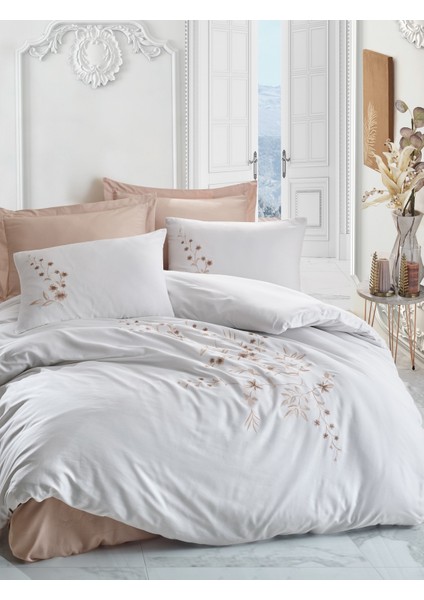 Brode Saten Nevresim Takımı - Della Bej