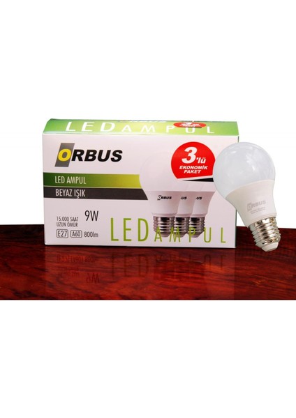 9W LED Ampül 3lü Ekonomik Paket ORB/L9W