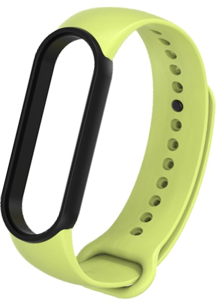 Xiaomi Mi Band 5 ve 6 Akıllı Bileklik Uyumlu Çift Renk Silikon Kordon (Fıstık Yeşil)