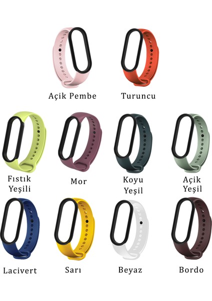 Xiaomi Mi Band 5 ve 6 Akıllı Bileklik Uyumlu Çift Renk Silikon Kordon (Fıstık Yeşil)