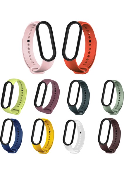 Xiaomi Mi Band 5 ve 6 Akıllı Bileklik Uyumlu Çift Renk Silikon Kordon (Fıstık Yeşil)