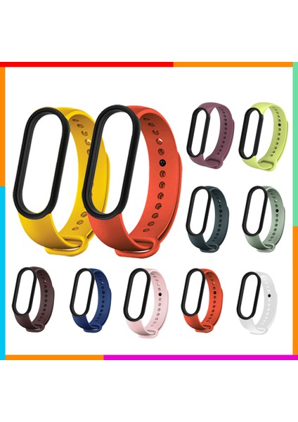 Xiaomi Mi Band 5 ve 6 Akıllı Bileklik Uyumlu Çift Renk Silikon Kordon (Fıstık Yeşil)