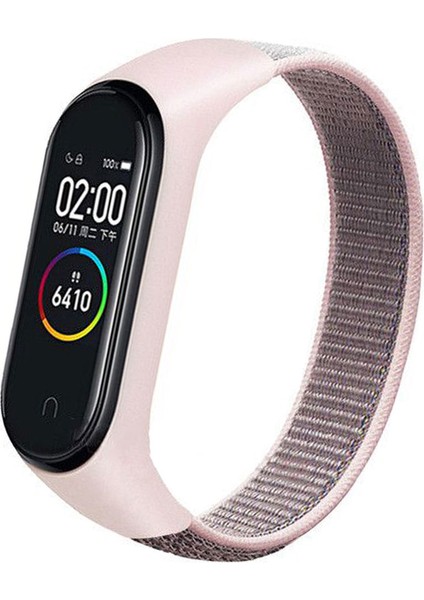 Xiaomi Mi Band 6 Uyumlu Nylon Kordon Açık Pembe