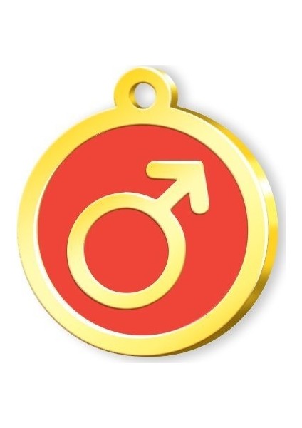 Altın Kaplama Erkek Sembol Künye - Kırmızı