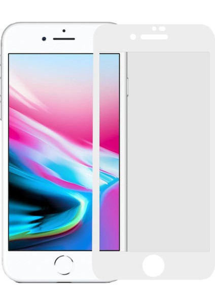 Apple iPhone 8 Plus Ekran Koruyucu Mat Seramik Gizli Tam Kaplama Beyaz