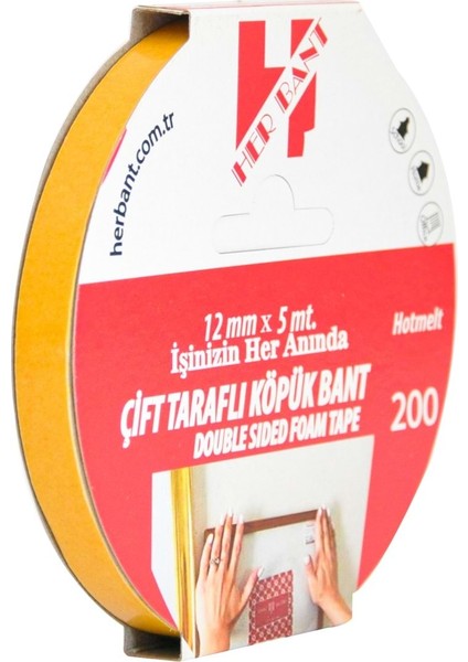Bant Çift Taraflı Köpük Bant 12 Mmx5 mt