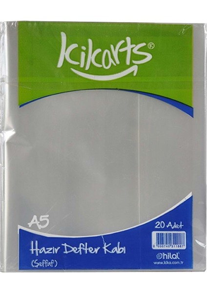 Kika Hazır Defter Kabı Şeffaf A5